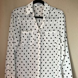 Black & White Polka Dot Button Down Top